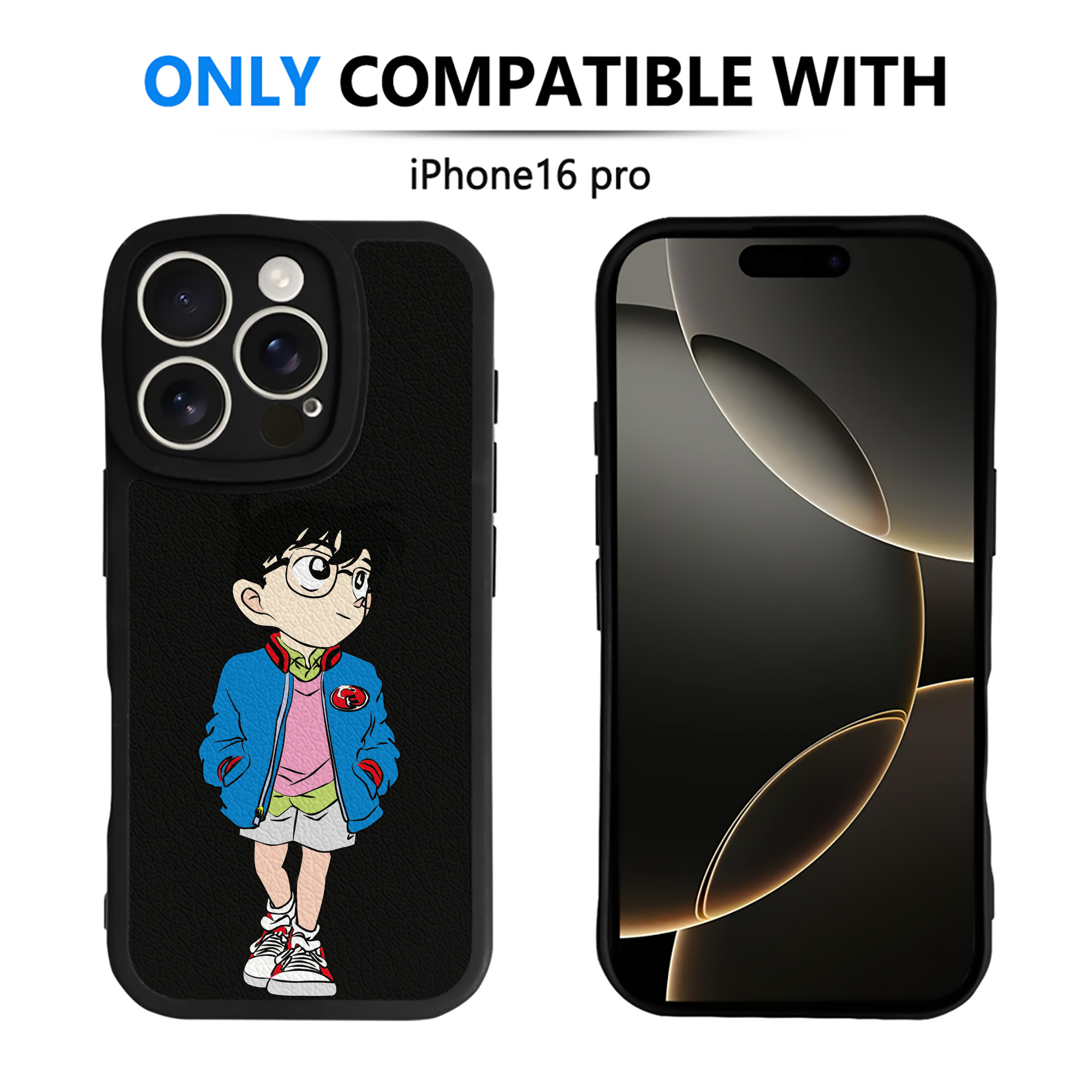 （画像用） 名探偵コナン 江戸川 コナン Detective Conan Conan Edogawa 【iPhone 16シリーズ対応】シリコンスマホケース（レザー調） 材質：シリコン